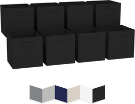 13x13 Large Storage Cubes (Set of 8). Fabric Storage Bins with Dual, Black - $47.98