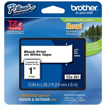 Genuine Brother 1" (24Mm) Black On White Tze P-Touch Tape For Brother Pt-D600, P - $42.99