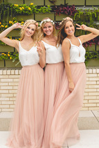 Women Blush Tulle Skirt Full Long Tulle Skirt Blush Pink High Waisted Plus Size image 6