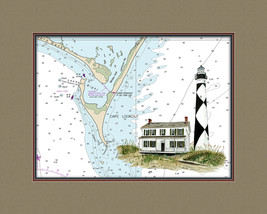 Cape Lookout, NC Lighthouse and Nautical Chart High Quality Canvas Print - $14.99+