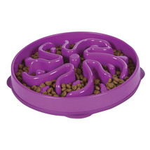 Slow Feeder Dog Bowls Purple Flower Puzzle Maze Design Healthy Eating Pi... - $23.65+