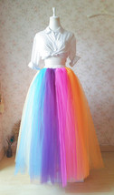 Adult RAINBOW Tulle Skirt Multi Colored Long Rainbow Tutu Skirts Plus Size  image 10