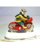 Christmas Village Delivery Boy on Red Bicycle Figurine 2010 - $14.83