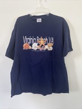 Hanes Virginia Beach Adult Extra Large Blue Casual T Shirt Short Sleeve - $12.71