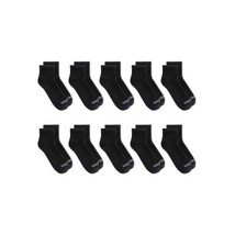 Fruit of the Loom Boy&#39;s Ankle Ribbed Stretchy Socks 10 Pairs, Black Size... - $14.84