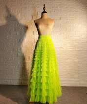 Bright Green Tiered Tulle Skirt Outfit Womens Maxi Tiered Tulle Skirt Plus Size image 1