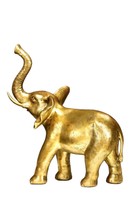 Golden Elephant Statue with Trunk Up 12" High Antiqued Polyresin Africa Wild image 1