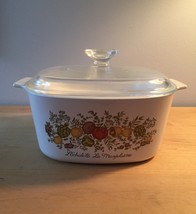 Vintage 70s Corningware 3qt casserole - Spice of Life pattern (A-3-B) with lid