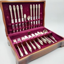 First Love Silverplate 60 pieces 1847 Rogers Flatware for 12 Free Wood C... - $172.96