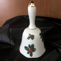 Vintage Christmas Bell Lefton China Hand Painted in Japan Holly &amp; Berrie... - $16.89
