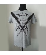 DIESEL Only The Brave Men Lightning Bolt Graphic T-Shirt Size L Heather ... - $26.68