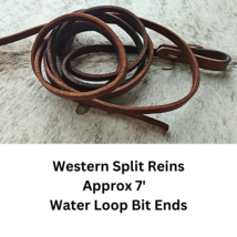 Western Split Reins Medium Oil Water Loop Bit Ends USED image 1