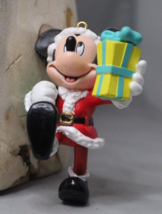 Disney Christmas Magic Ornament Mickey Mouse Present Santa Claus Vintage - $7.71