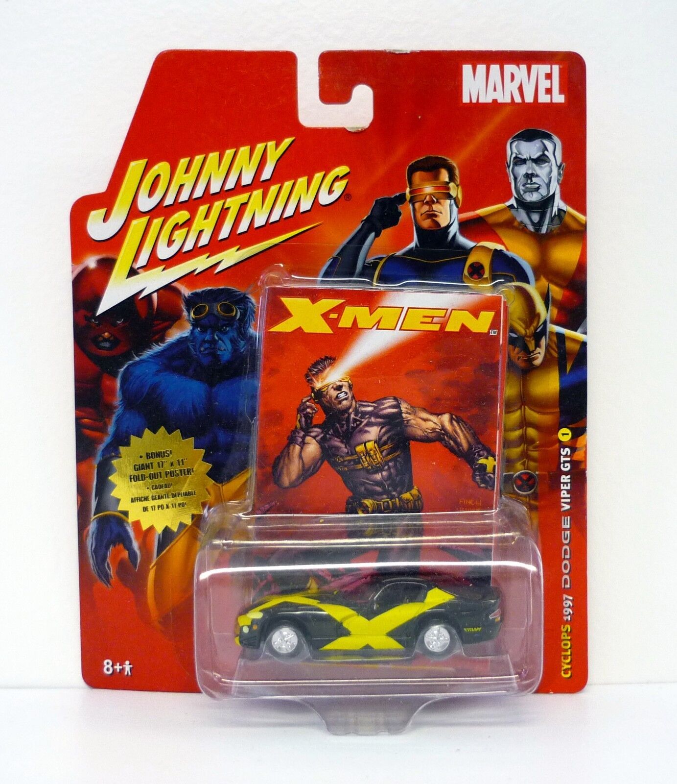 Johnny Lightning Cyclops 1997 Dodge Viper GTS X-Men Black Die-Cast Car ...