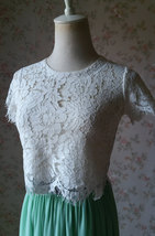 2022 Red Lace Crop Top Short Sleeve Plus Size Wedding Bridesmaid Red Crop Tops image 11