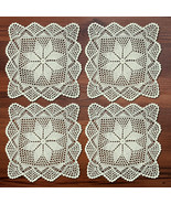 4Pcs/Lot Square Handmade Crochet Placemats Table Doilies Cotton Lace Bei... - $13.44