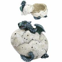 PTC 5 Inch Green Dragon Hatchling Cracked Egg Jewelry/Trinket Box Figurine - $18.80
