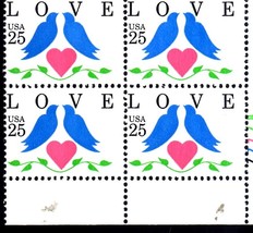USPS Stamps - 25 cent Love, Doves Issue (Plate Block of 4) - $2.50