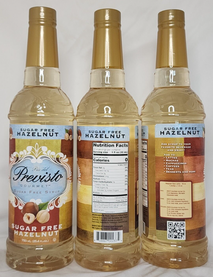 (3 Ct) Piu Del Previsto Gourmet Sugar Free Hazelnut Syrup 25 4 fl oz (3 Ct) Piu Del Previsto Gourmet Sugar Free Hazelnut Syrup 25 4 fl oz