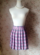 PINK Plaid Skirt Pleated Women Girl Mini Plaid Skirts Plus Size Pink Skirt image 1