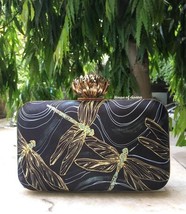 Black dragonfly printed clutch,quirky clutch bag,girlfriend gift,gifts f... - $55.00