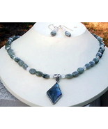 Moonstone and Labradorite Pendant Necklace and Earring Jewelry Set - $48.00
