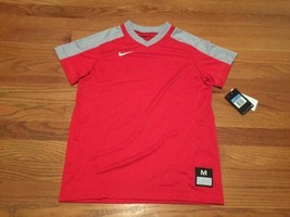 New Nike Boys Medium Vapor Dri-Fit Short Sleeve V-Neck Baseball Shirt Red $30 - $10.40