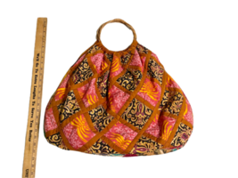Vintage NEW Large Handmade Vegan Bag Tote Pink Red 100% Cotton 24x17" Thailand image 1