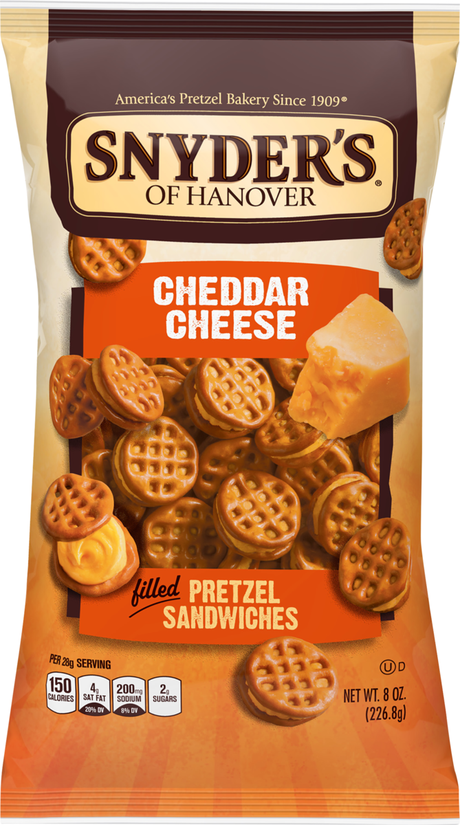 Primary image for Snyder's of Hanover Filled Pretzel Sandwiches, Cheddar Cheese Flavored, 4-Pack