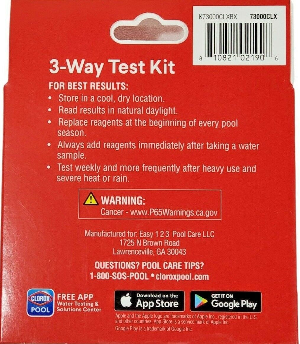 Clorox Pool and Spa 3 Way Test Kit Water Test for pH Chlorine Bromine