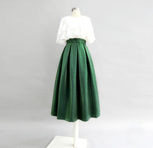 Emerlad Green Midi Party Skirt Outfit Glitter A-line Midi Skirt High Waisted