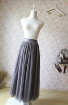 GRAY Full Tulle Skirt Maxi Floor Length Tulle Skirt Custom Plus Size Bridesmaid