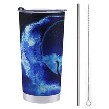 Mondxflaur Black Cat Steel Thermal Mug Thermos with Straw for Coffee - $20.98