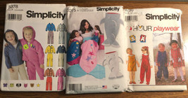 Mixed 3 piece lot of children sewing patterns Simplicity 5378,8275,9230 ... - $9.50