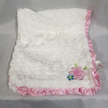 Baby Starters White Pink Rosette Swirl Satin Ruffle Flower Girl Blanket NEW  - $69.29