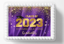 Purple and Gold Class Of 2023 Graduation Grad Graduate Edible Image Edib... - $16.47