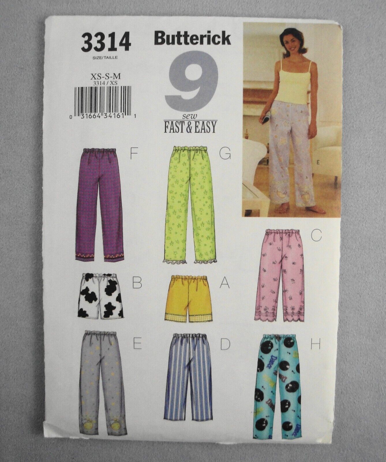 Primary image for Butterick Fast & Easy 3314 Lounge Pants Shorts Spaghetti Top Pajama XS, S, M