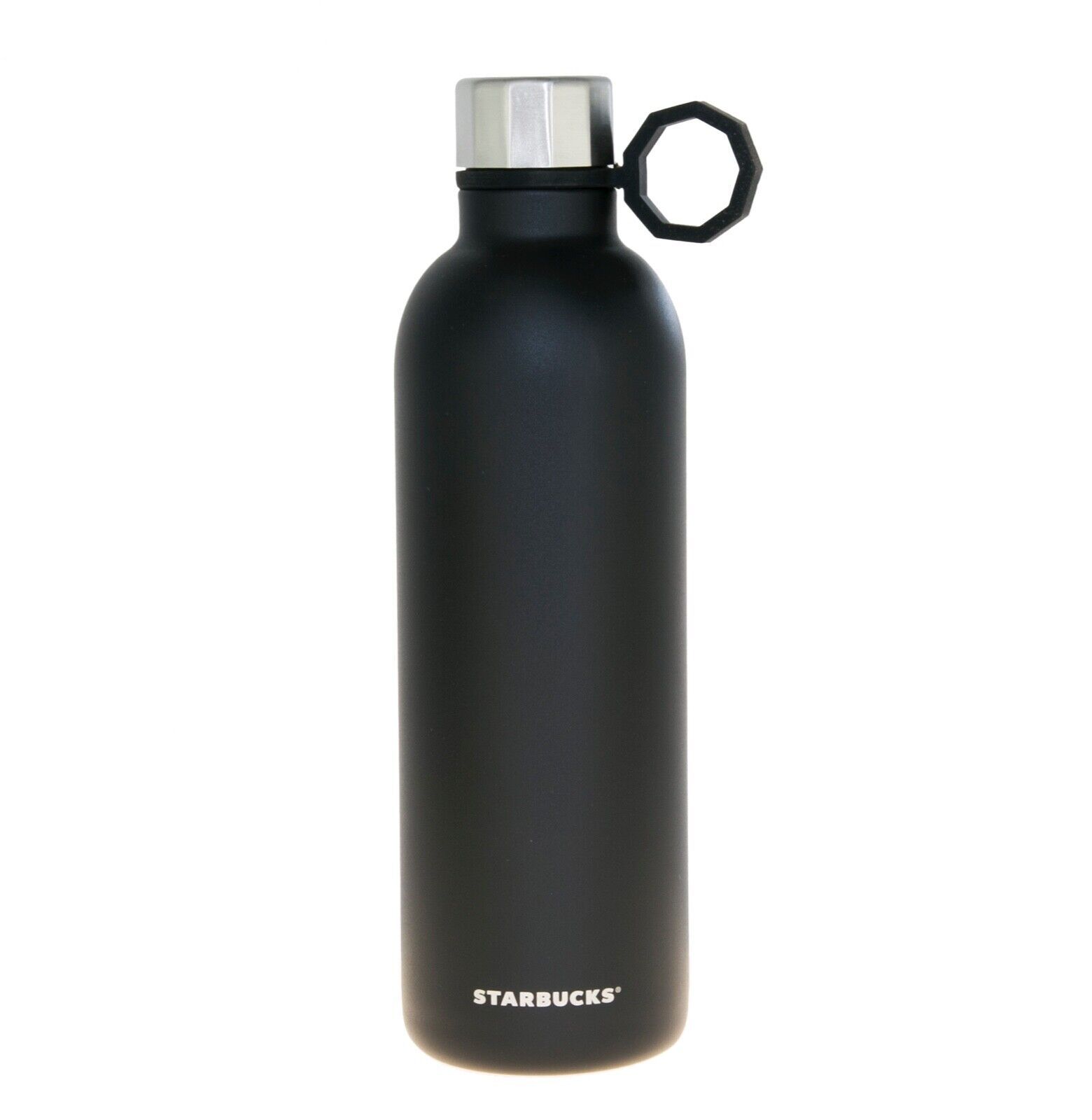 Starbucks 20 Oz Water Bottle Matte Black Rubber Hook Stainless Steel Thermos - $37.97