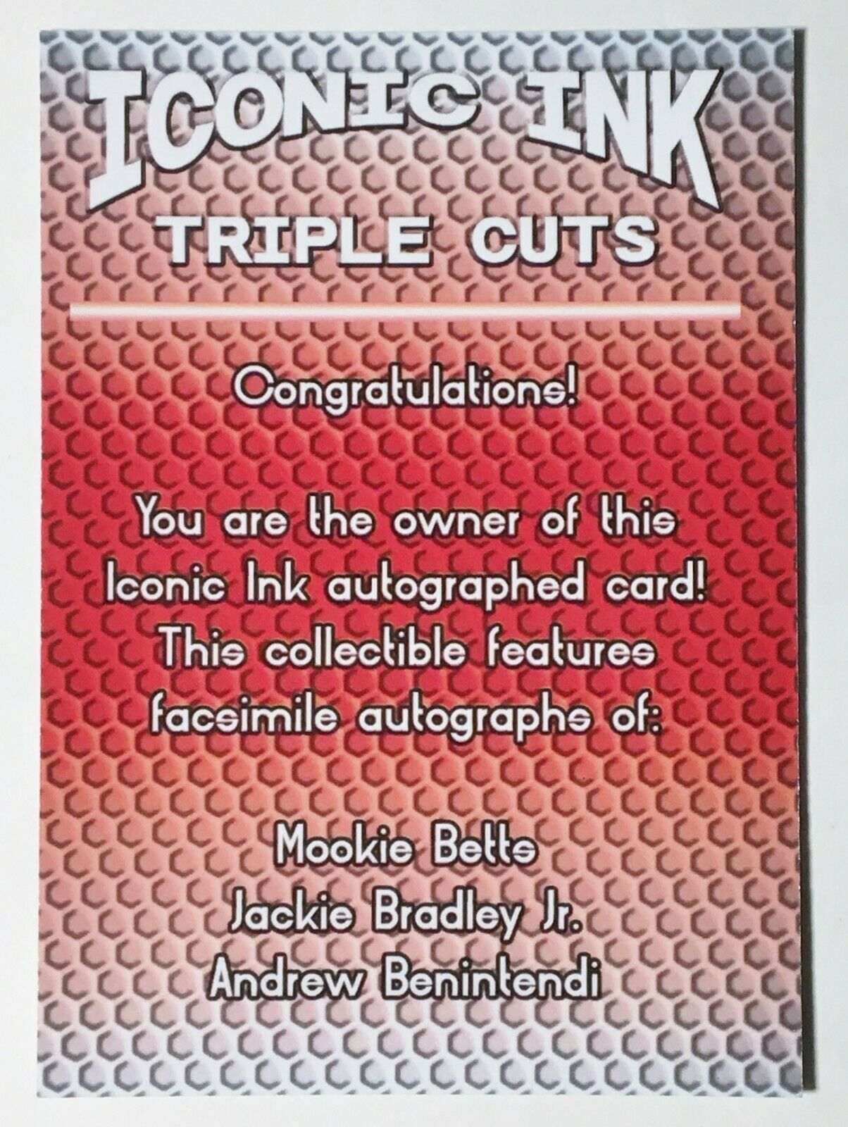 Iconic Ink Triple Cuts Facsimile Autograph - Mookie Betts, Bradley ...