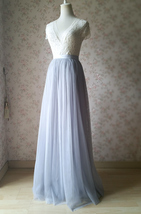 Light Gray Tulle Skirt, Floor Length Tulle Maxi Skirt,  Bridesmaid Skirt Outfit image 2