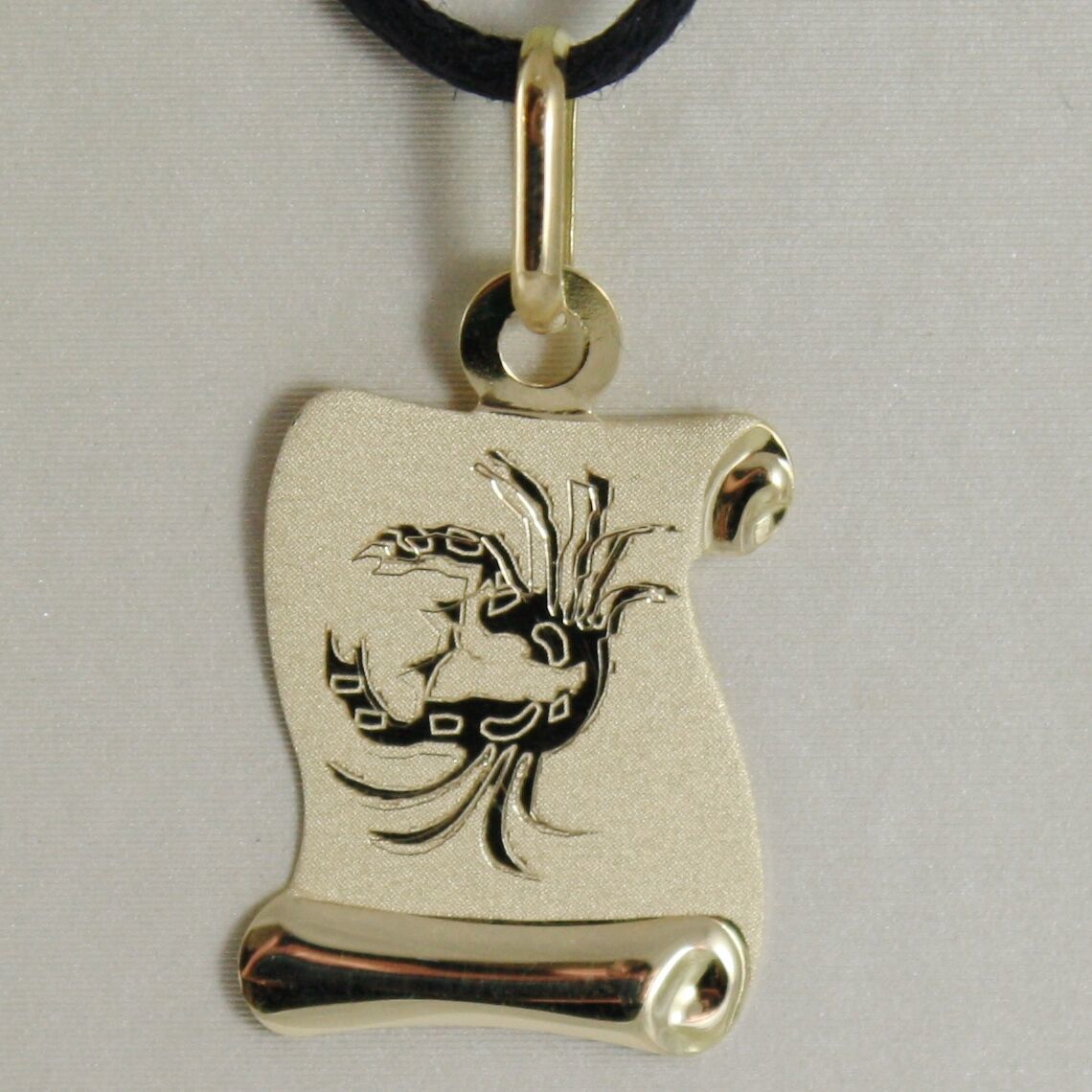Primary image for 18K YELLOW GOLD ZODIAC SIGN MEDAL, CANCER, PARCHMENT ENGRAVABLE MADE IN ITALY