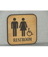 Rustic Wood Restroom With Handicap Door Plaque Sign - $18.95