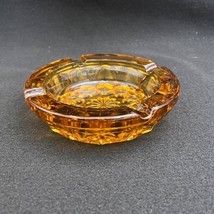 1960s Vintage Mid-Century Modern Hand Blown Folded Amber Glass Ashtray  Monogrammed J - a Pair