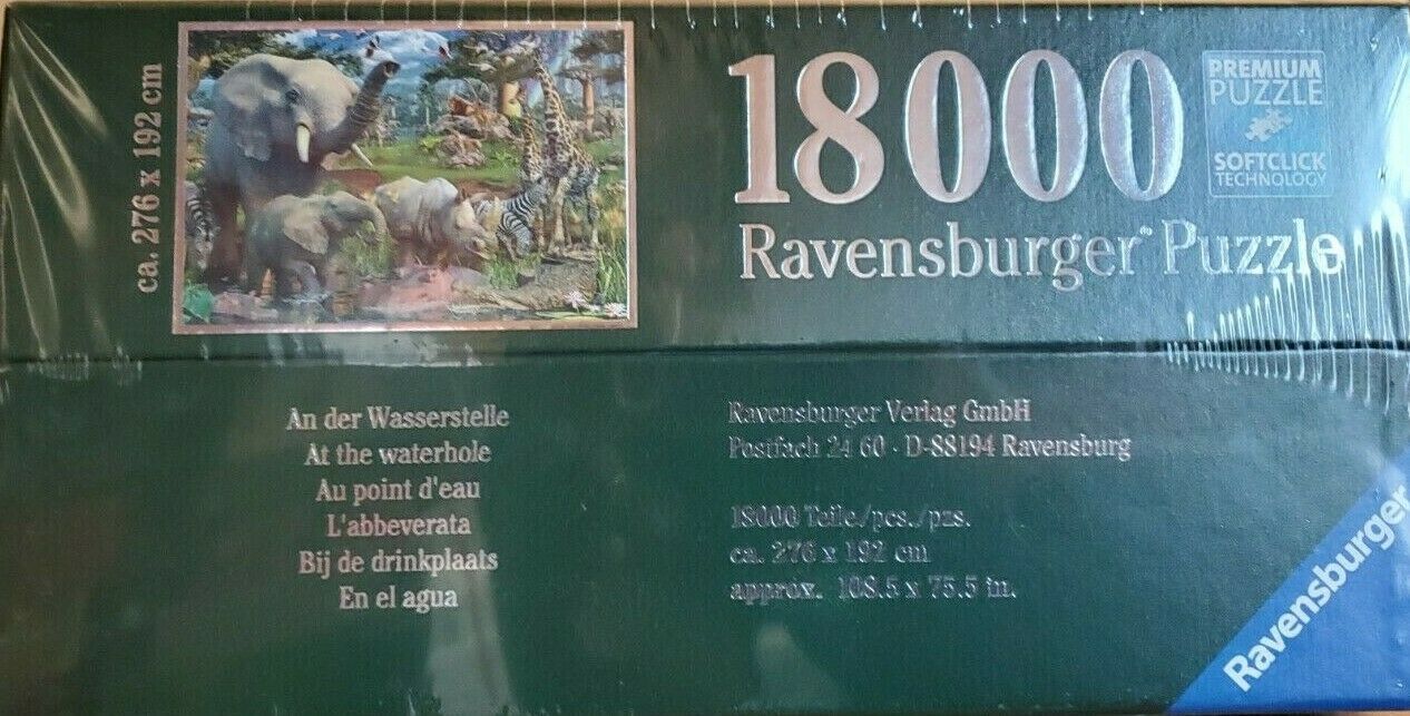 Primary image for RAVENSBURGER AT THE WATERHOLE 18000 PIECE JIGSAW PUZZLE: NEW