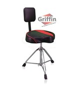 Saddle Drum Throne with Backrest Support by GRIFFIN - Padded Leather Drummer Mot - $129.95