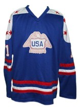 Any Name Number Team USA Canada Cup Hockey Jersey New Blue Lopresti #1 Any Size image 1