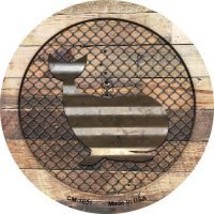 Corrugated Whale on Wood Novelty Metal Mini Circle Magnet CM-1051 - $12.95