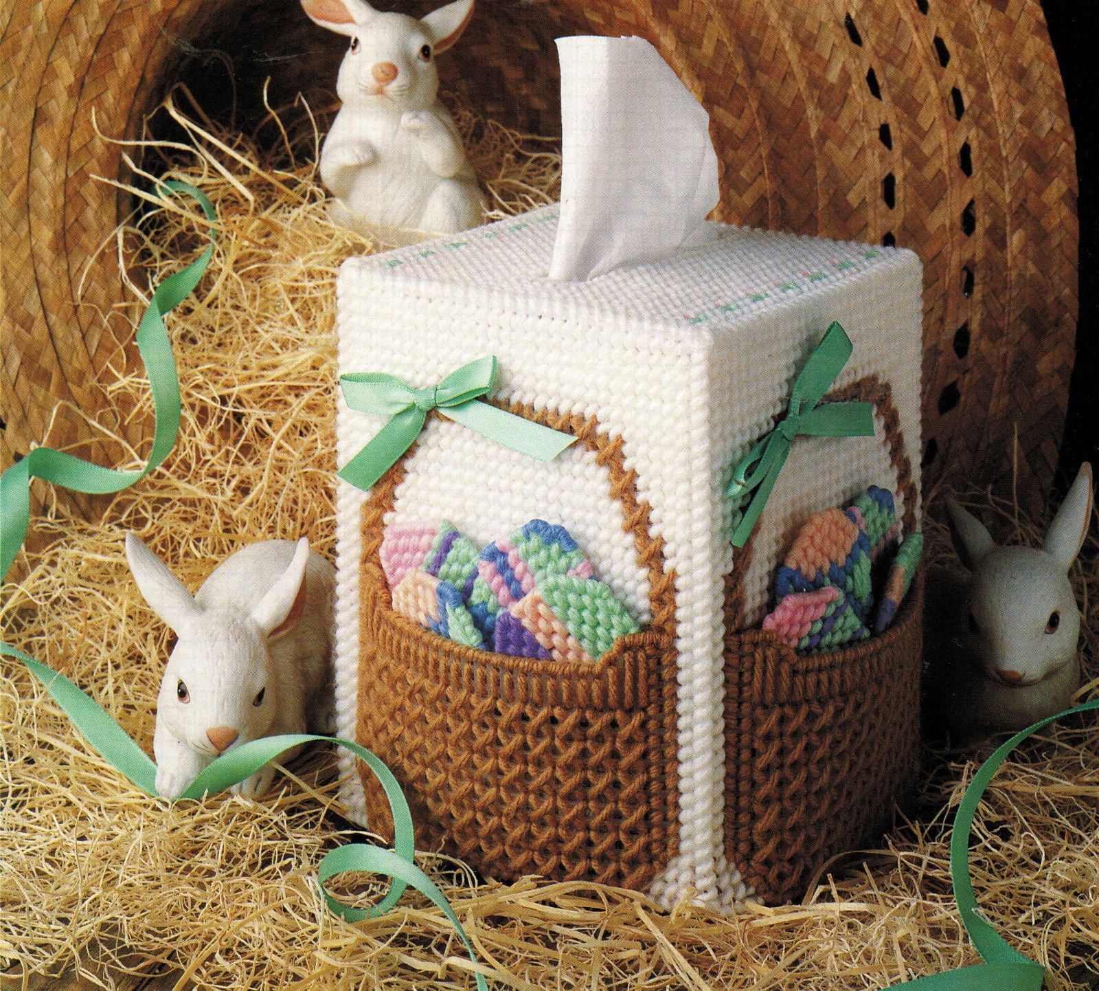 Bunny Candy Dish Easter Plastic Canvas Needlecraft Pattern