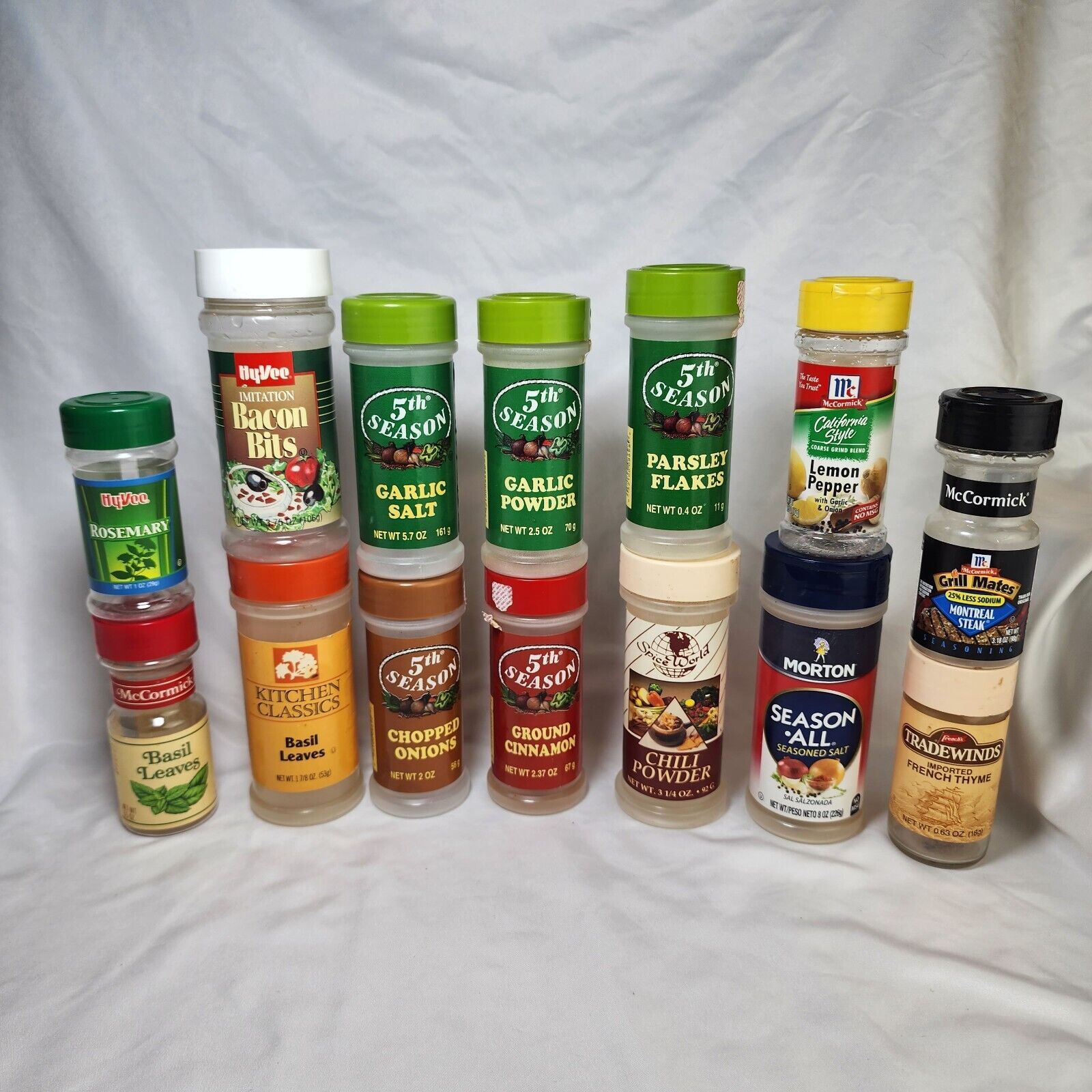 14 Vintage Spice Bottles Empty 5th Season McCormick For Reuse or Arts and Crafts Spices & Extracts