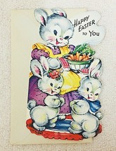 Gibson Vintage Easter Bunny Card Big Bowl of Carrots - $4.95